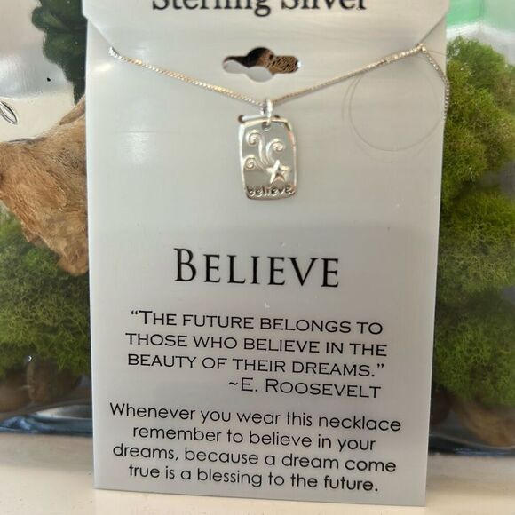 New Believe pendant sanity sterling silver necklace Eleanor Roosevelt - Picture 1 of 6